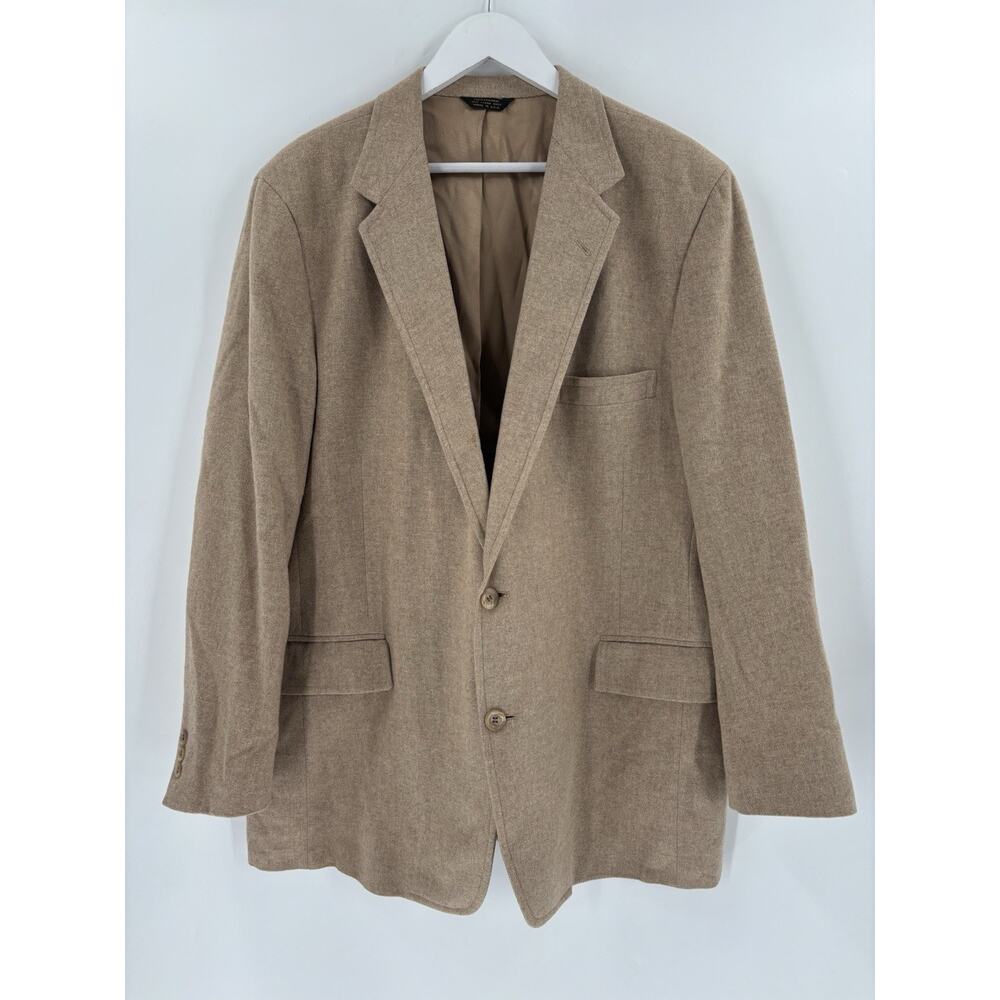 Strathmore Vintage 100% Cashmere Suit Jacket Mens 46 Brown Single Breasted 90s